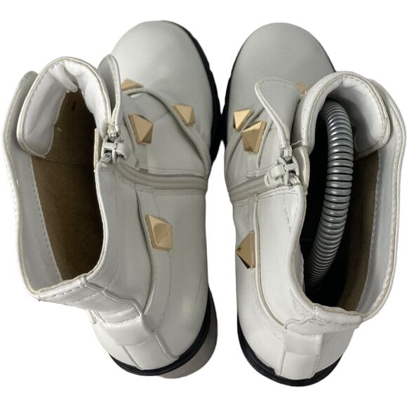 Vaneli Platform Boot Women's Size 7 M Davy White Studded Leather Buckle 4" Heel - Picture 5 of 9